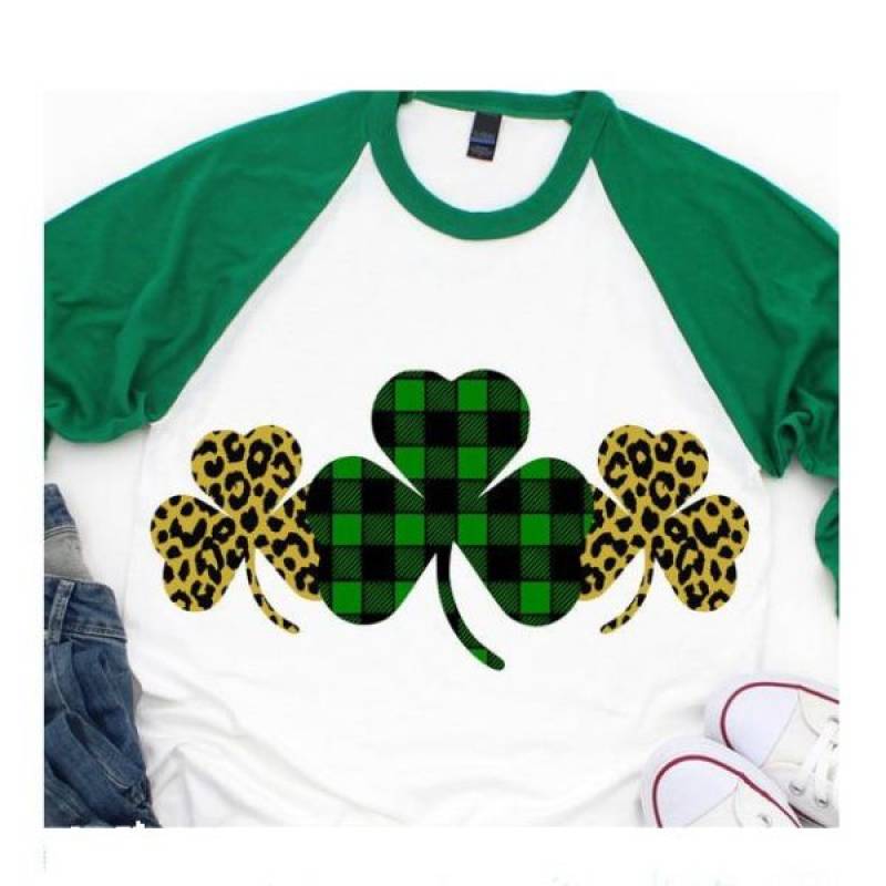 St patricks day – St patrick’s day shamrock plaid leopard irish shirt – GST