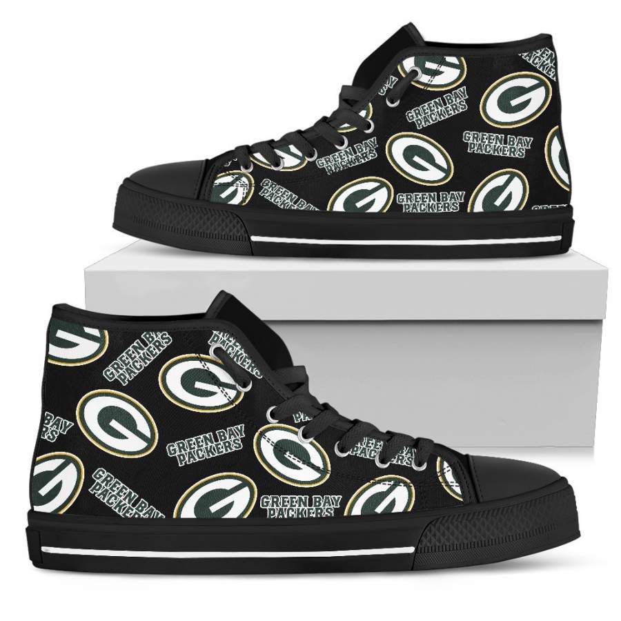 Script Logo Pattern Green Bay Packers High Top Shoes