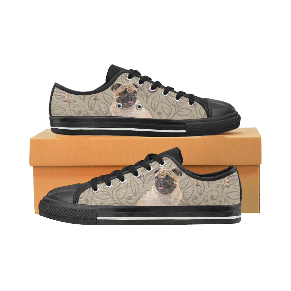 Pug Lover Black Low Top Canvas Shoes for Kid