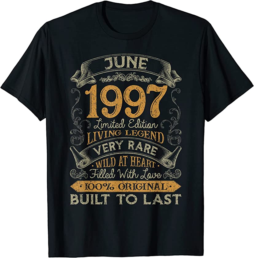 24th Birthday Gift 24 Years Old Retro Vintage June 1997 T-Shirt