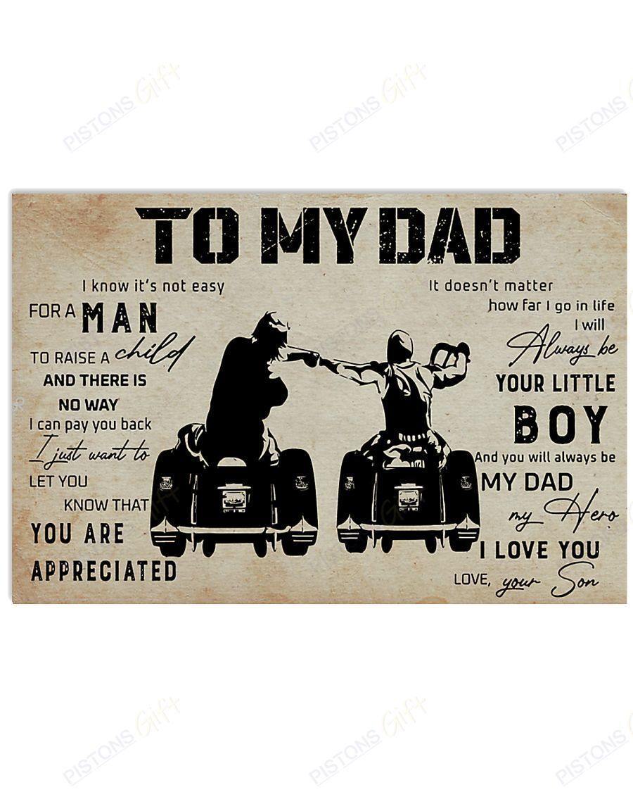 Biker Art, Poster To My Dad 3 Wheels – Best Gift Idea, Father’S Day, Gift For Home Decor, Gift For Family – Horizontal Canvas Matte Canvas Wall Art