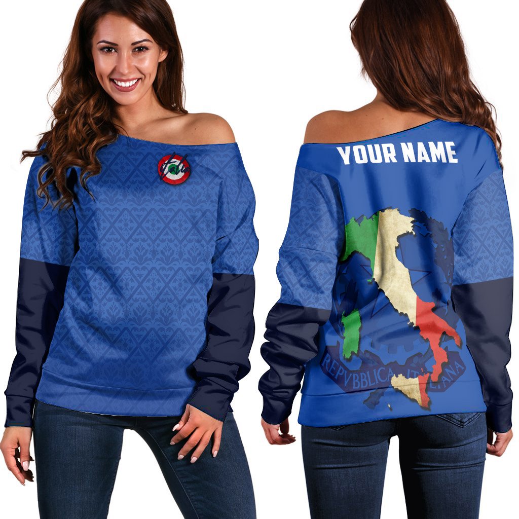 (Custom) Italy Off Shoulder Sweater EURO 2020-2021 Flag Map A13