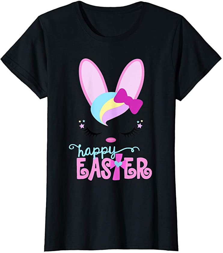 Lovely Girly Bunny Design For April Girl On Easter Day T-Shirt