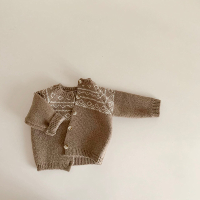 Baby Girls Boy Cardigan Jackets Retro Diamond Lattice Sweater Baby Cute Sweet Toddler Clothing Kids Children Casual Top Coat New alx