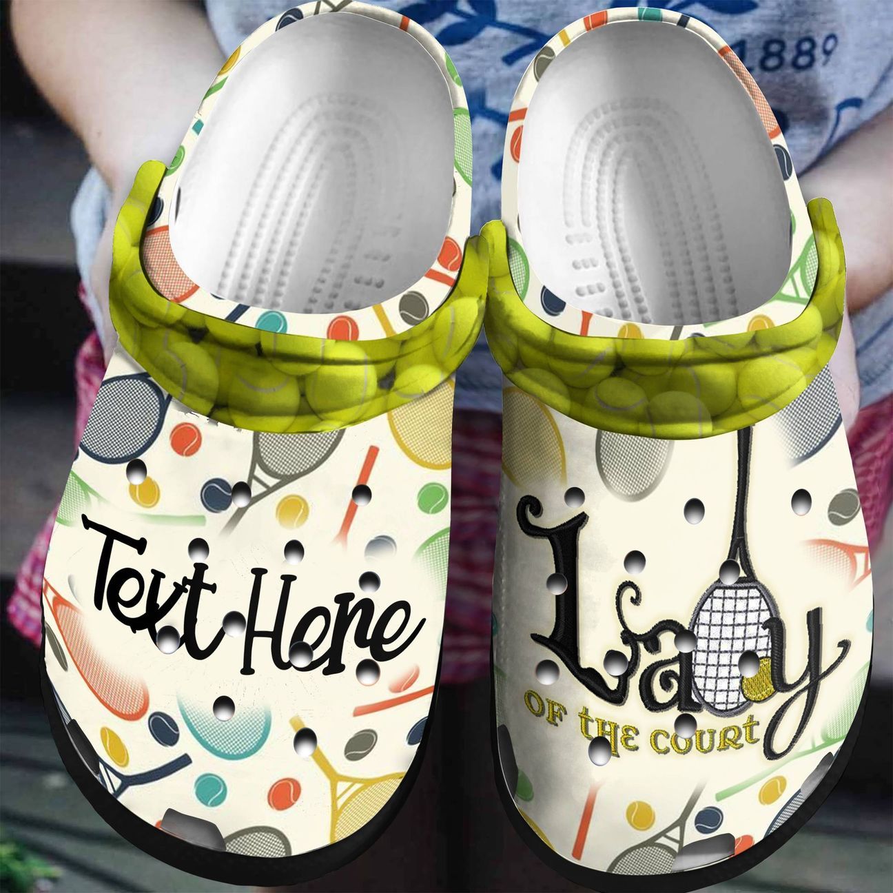 Tennis Personalized Clog, Custom Name, Text, Color, Number Fashion Style For Women, Men, Kid, Print 3D Lady Of The Court