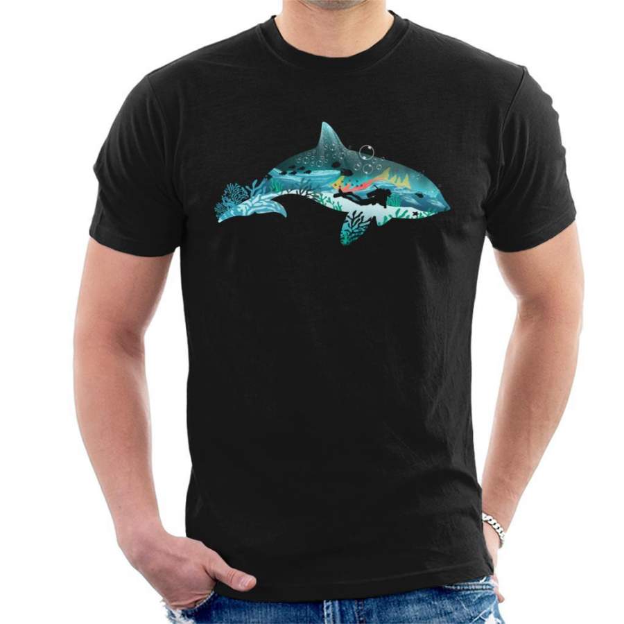 Dolphin Scuba Diver Silhouette Men’s T-Shirt