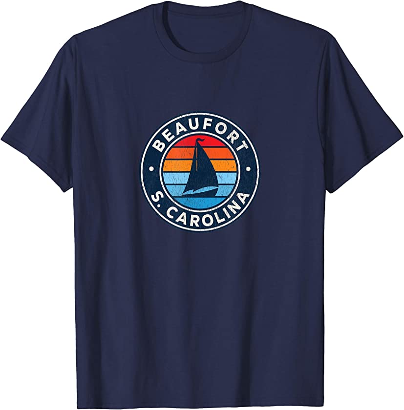 Beaufort South Carolina SC Vintage Sailboat Retro 70s T-Shirt