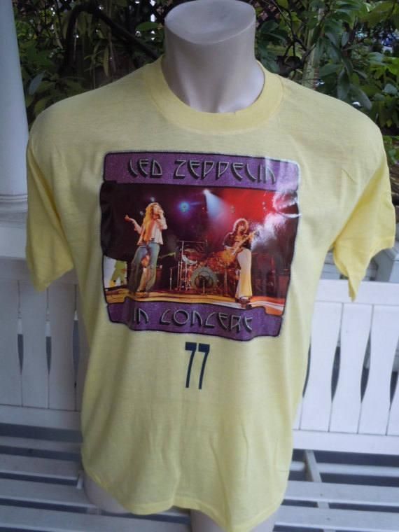 47 Old Stock Dated 1977 Led Zeppelin Shirt Deadstock Unworn Single Sided Shirt