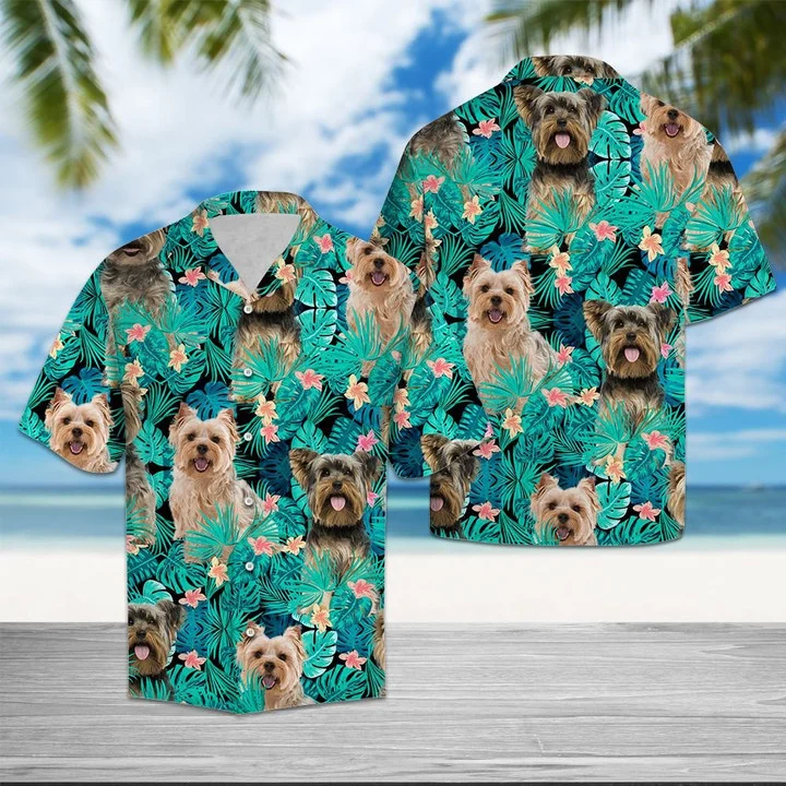 Yorkshire Terrier With Plumeria Flowers And Leaves Hawaii Shirt Ha83759