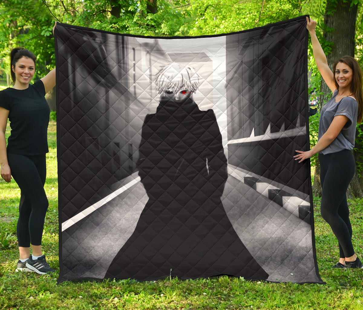 Tokyo Ghoul Anime Premium Quilt – Ken Kaneki In Darkness Shadow Red Eye Quilt Blanket