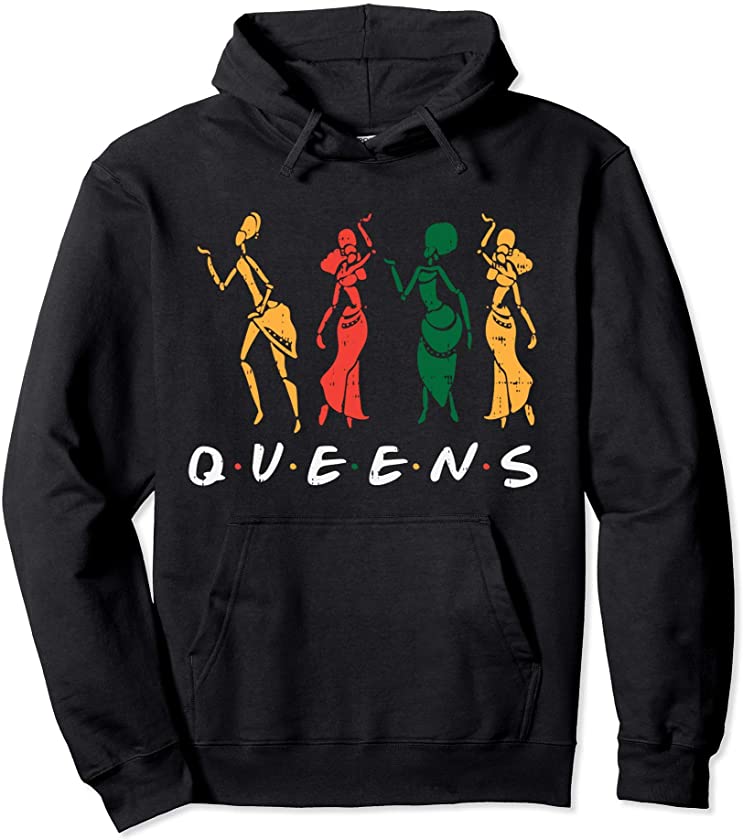 Black Queens African American Women Kente Melanin Girls Gift Pullover Hoodie