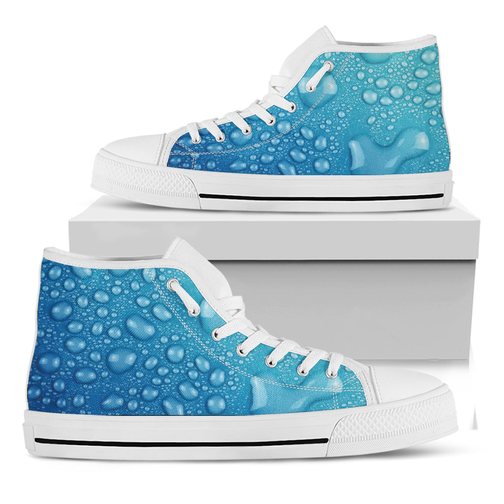 Water Drops Print White High Top Shoes