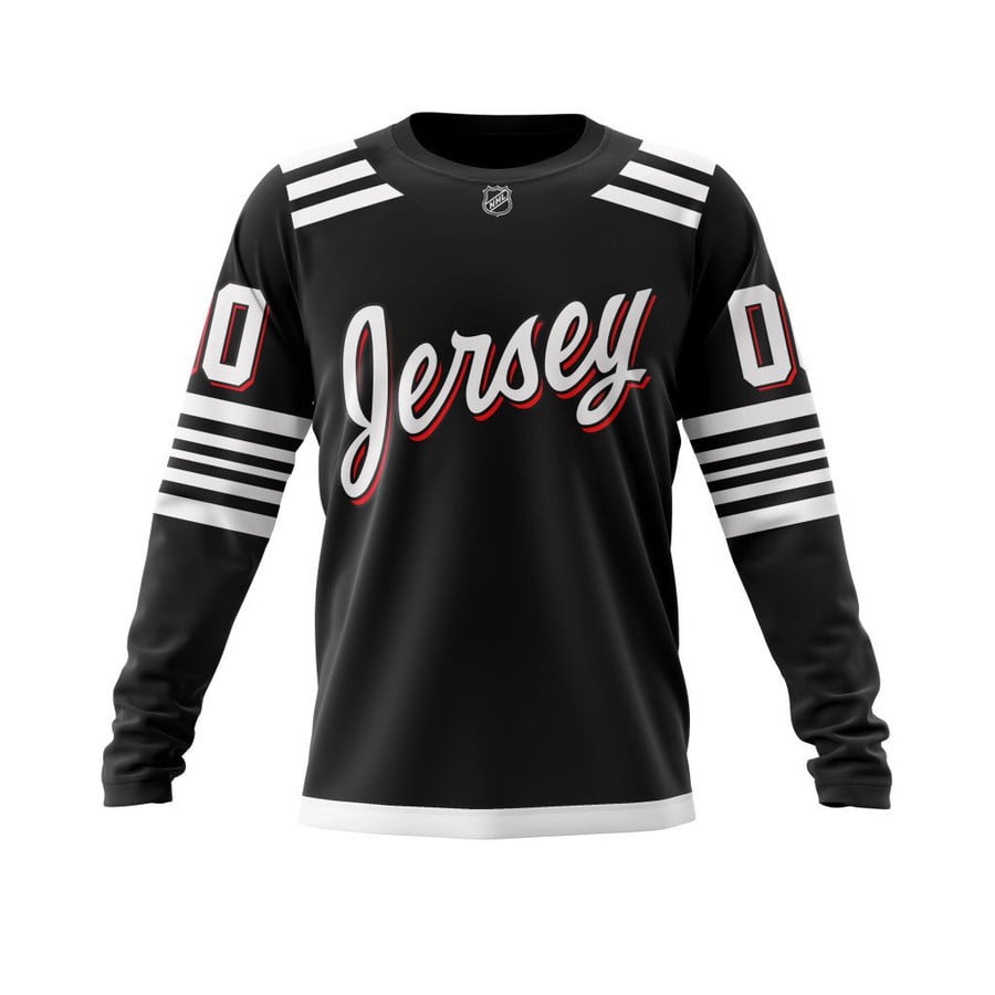 New Jersey Devils Custom Name Number Black 2021 Concepts Gift For Fan Ugly Wool Sweater Christmas