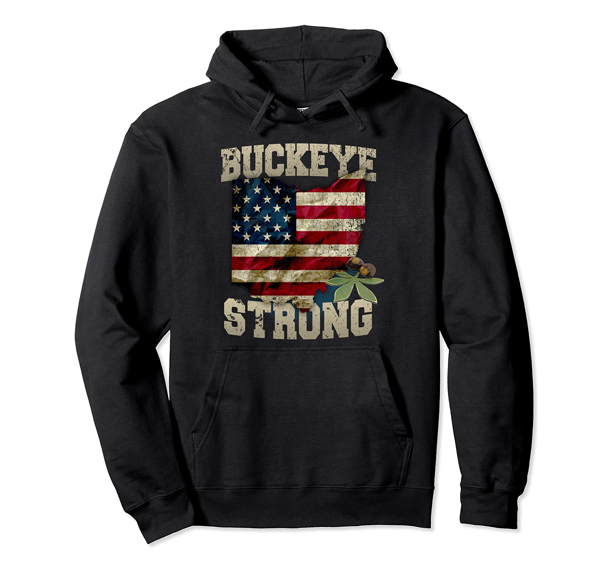 Ohio Buckeye Strong Ohio Usa Flag Overlay Hoodie