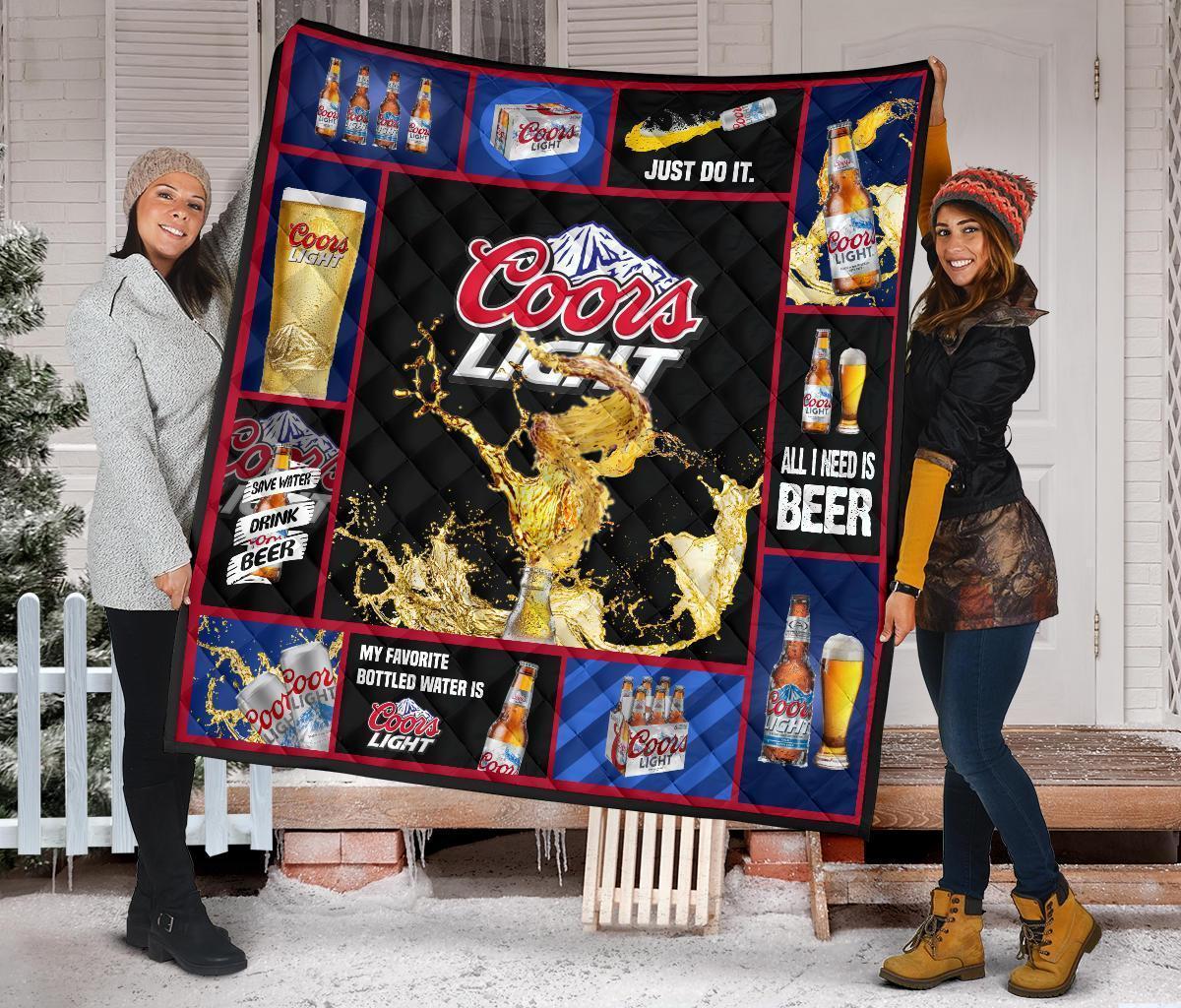 Coors Light Quilt Blanket All I Need Is Beer Funny Gift