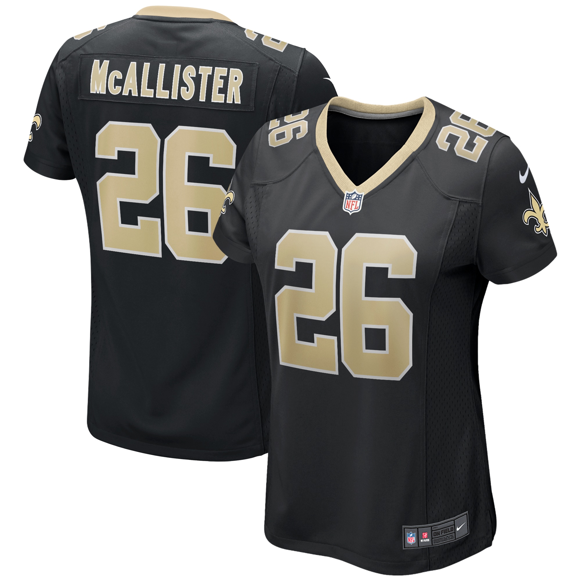 Women’s New Orleans Saints Deuce McAllister Black Game Retired Player Jersey