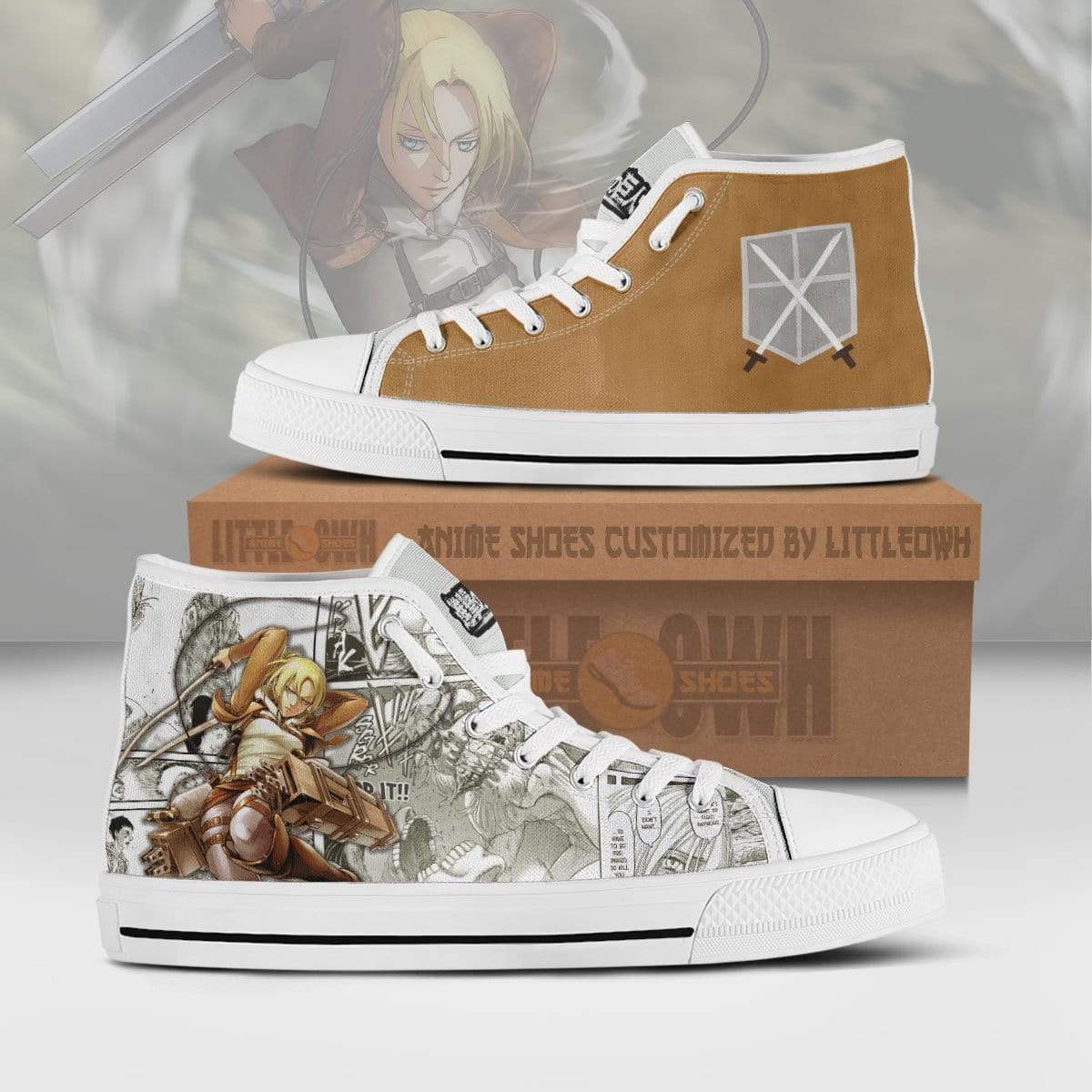 Annie Leonhart High Top Canvas Shoes Custom Attack On Titan Anime Mixed ...