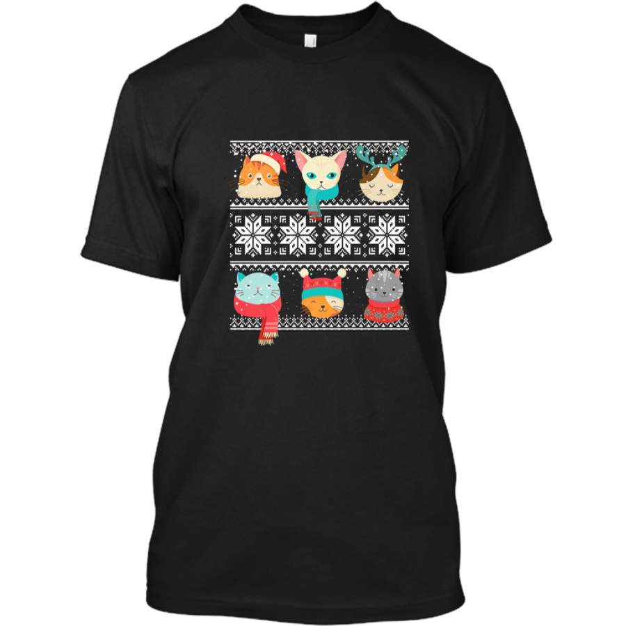 Cute Cat Meow Face Ugly Sweater Christmas Kitten Gift Tee Custom Ultra Cotton