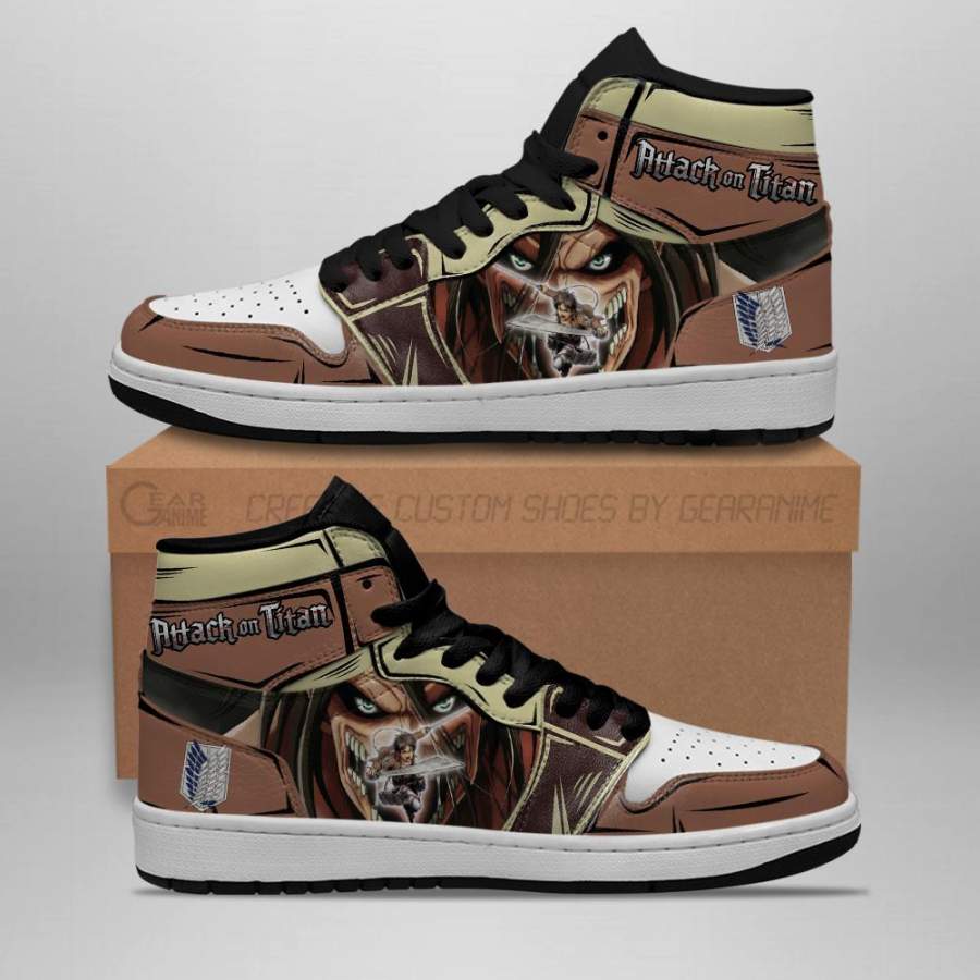 Eren Jeager And Titan Shoes High Top Attack On Titan Anime Sneakers