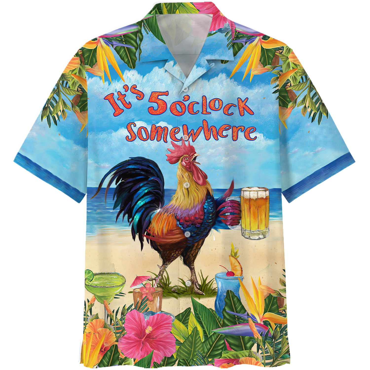 America Familleus Rooster Chicken Beer Somewhere Style Hawaiian Shirt Short Ha31974