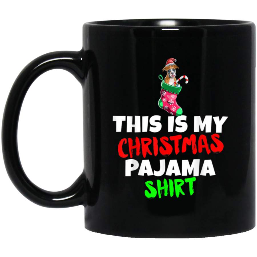 This Is My Christmas Pajama Candy Boxer Dog Gift Black Mug