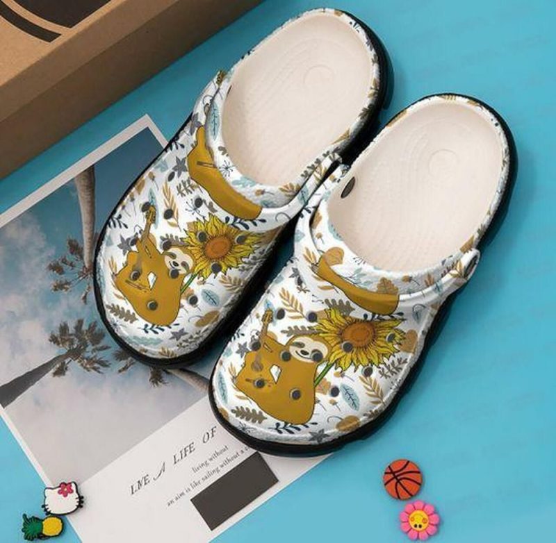 Sloth Camper Sunflower Personalized Gift For Lover Rubber clog Shoes Comfy Footwear