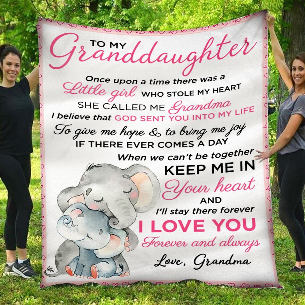 To My Granddaughter Elephants Grandma  Gift – Fleece Blanket