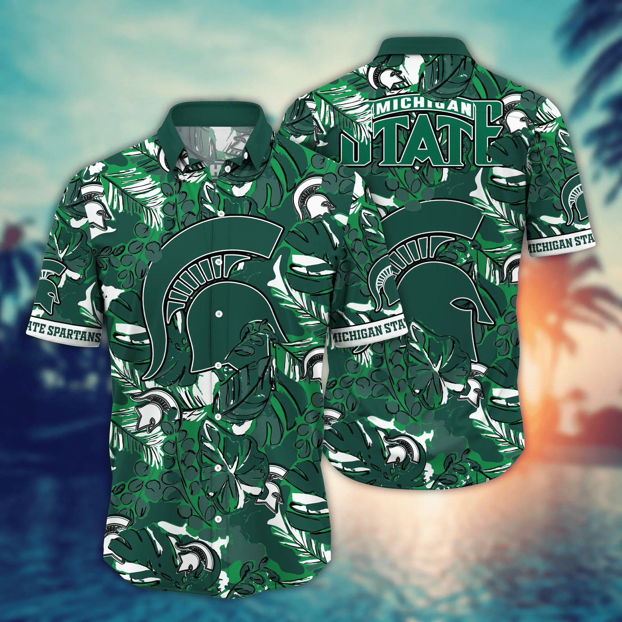 Michigan State Spartans NCCA Hawaiian Shirt Vacation Footie Shirts