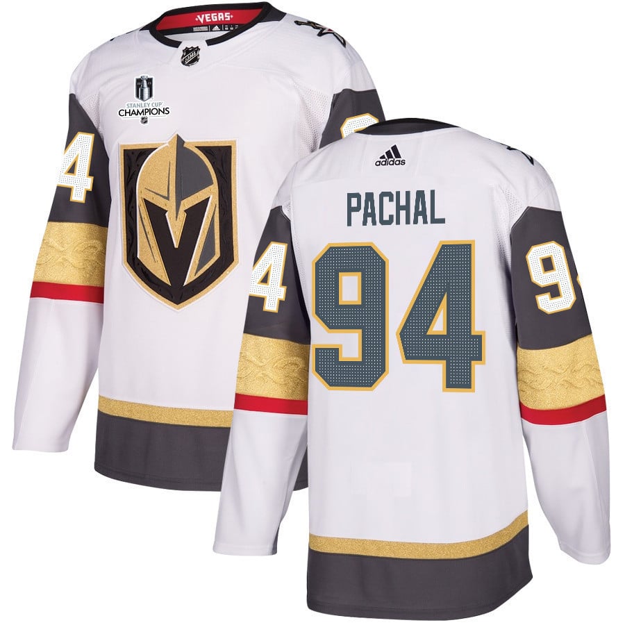 Brayden Pachal 94 Vegas Golden Knights Stanley Cup 2023 Champions Patch Away Breakaway Men Jersey – White