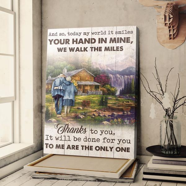 Your Hand In Mine, We Walk The Miles Couple Portrait Canvas Print – Poster And Canvas Art Wall Decor