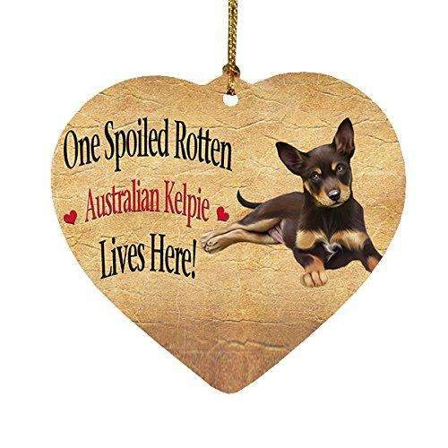 Australian Kelpie Puppy Spoiled Rotten Dog Heart Christmas Ornament