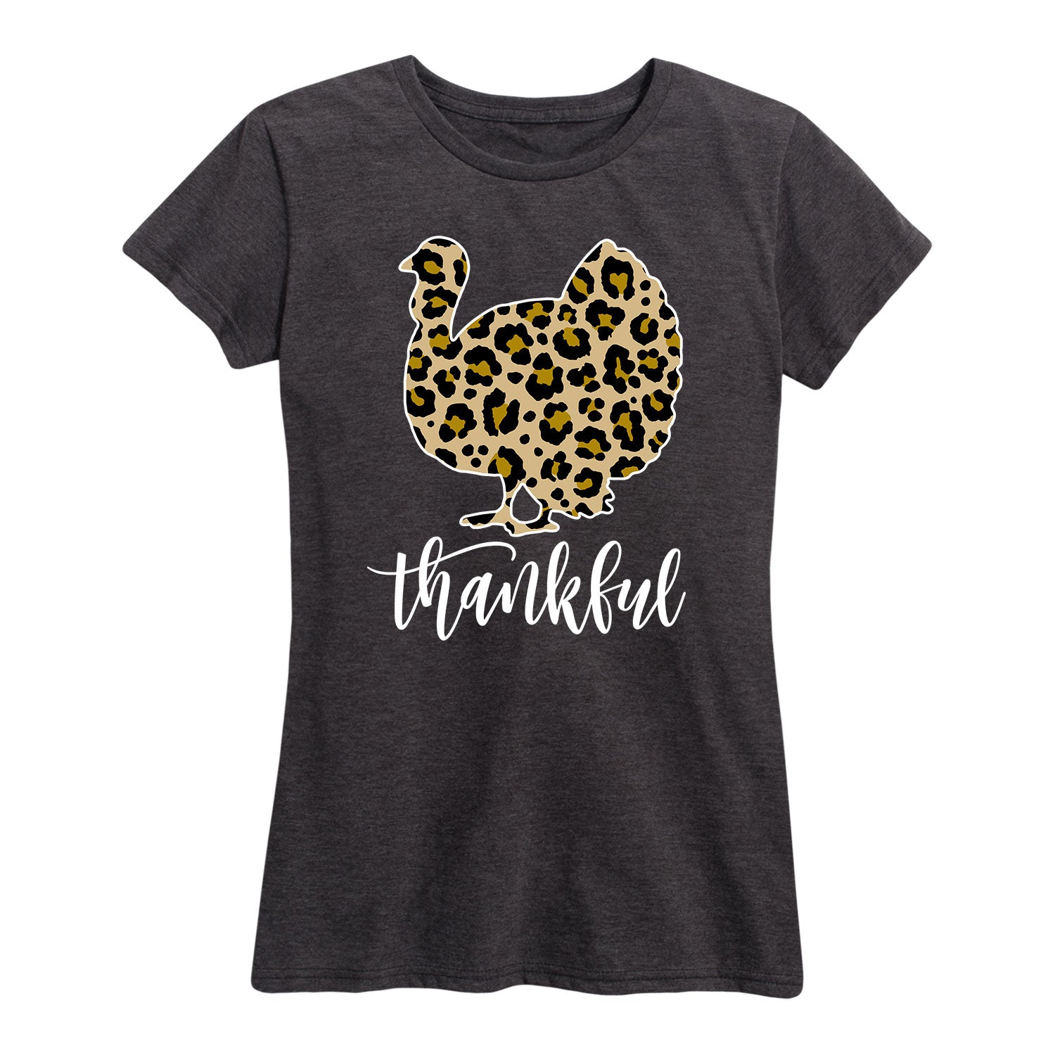 Thankful Leopard Print Turkey – Women’S Short Sleeve Graphic T-Shirt