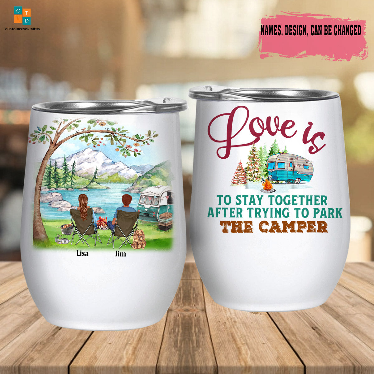 Personalized Love Is To Stay Together Wine Tumbler, Custom Couple Wine Tumbler