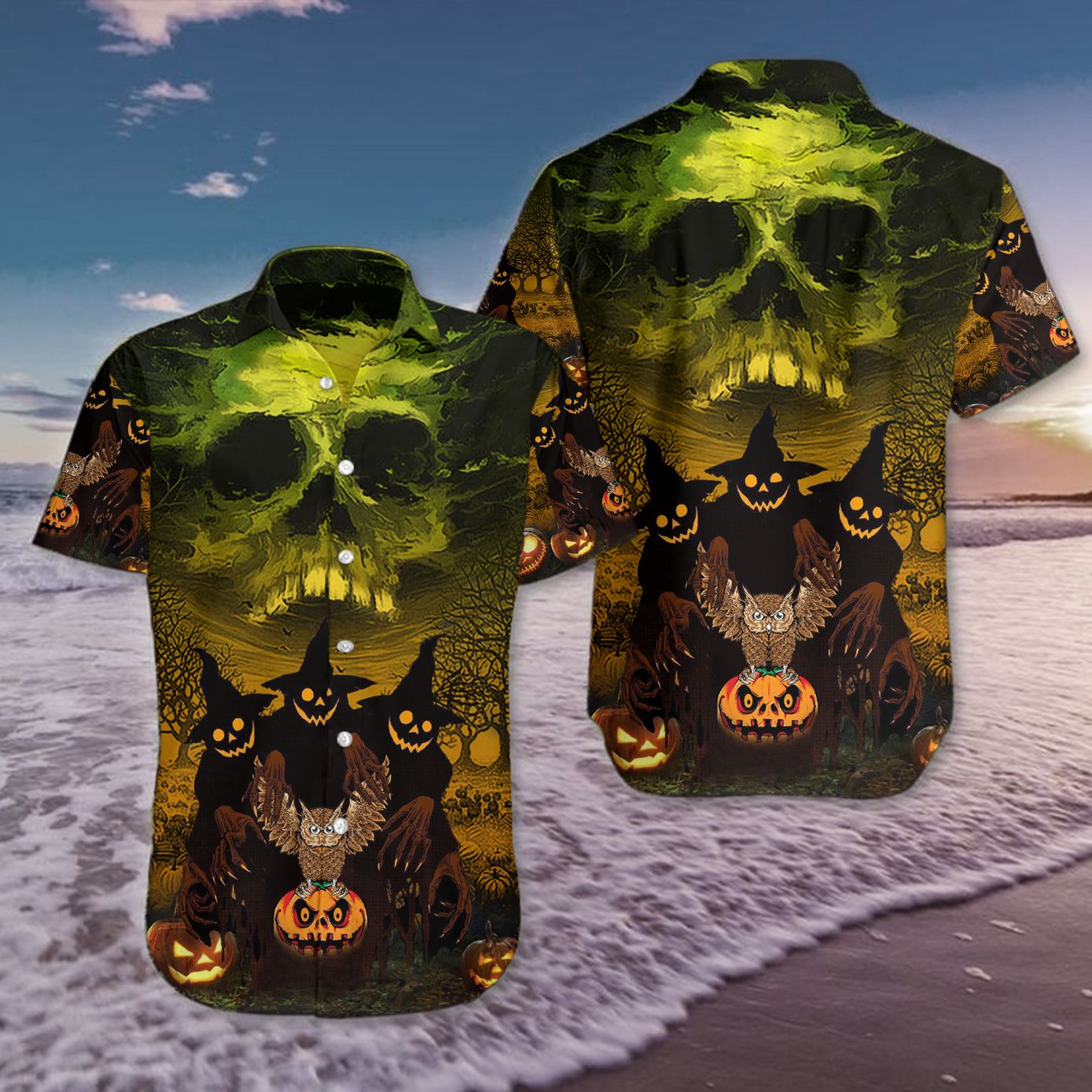 Owl On Pumpkin Halloween Hawaii Shirt Skull Summer Gifts For Friend Ha79045