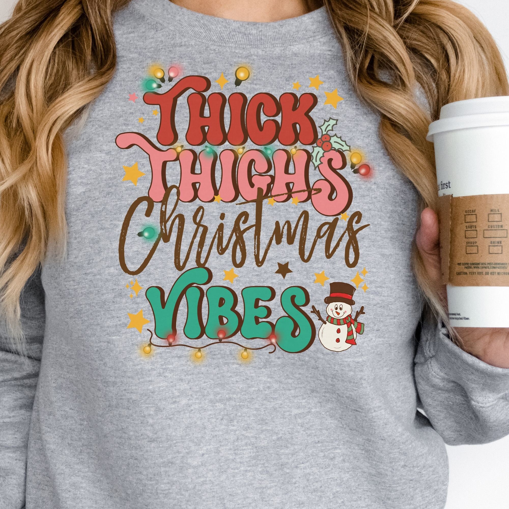 Thick Thighs Shirt, Christmas Retro Tee, Christmas Retro, Christmas Vibes, Holiday vibes shirt, Christmas shirt. Christmas sweatshirt,