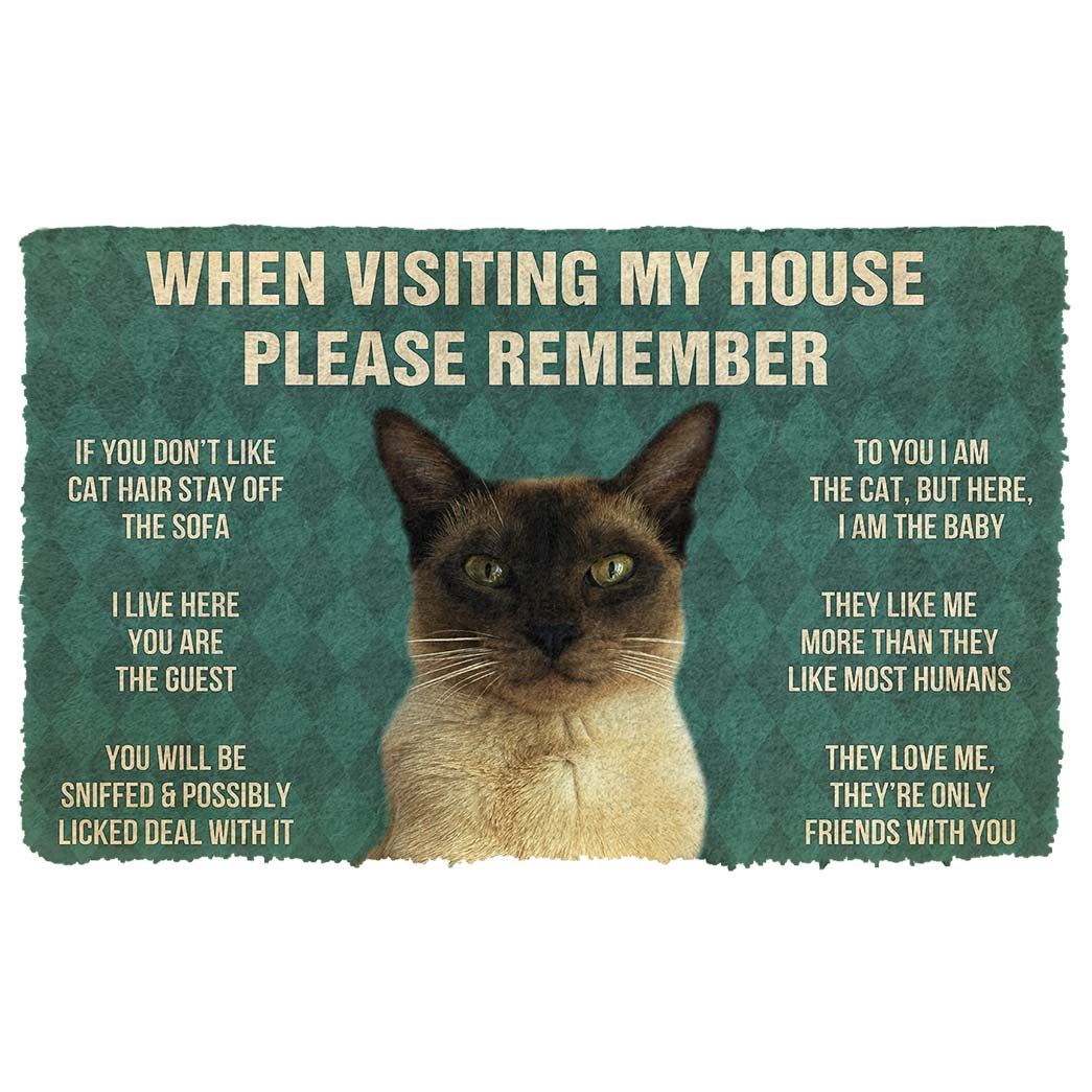 Gearhumans  Gearhuman 3D Please Remember Tonkinese Cat House Rules Custom Doormat