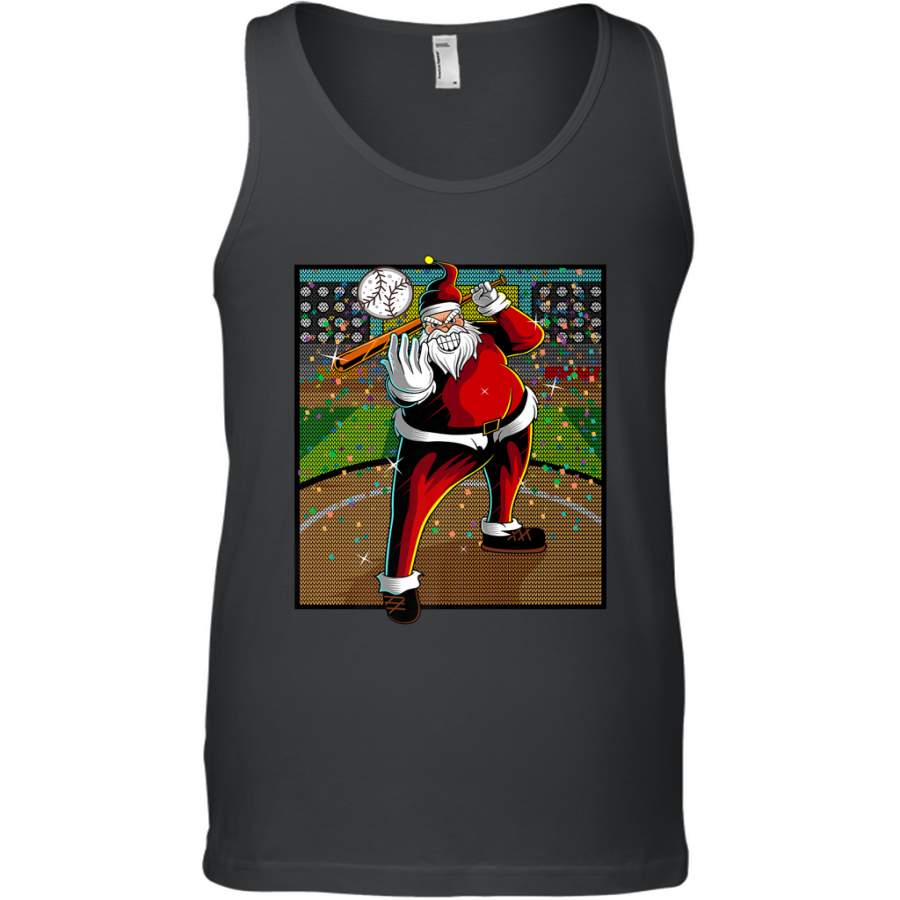 Baseball Santa Ugly Christmas Sports Graphic Print Design Men’s Tank Top