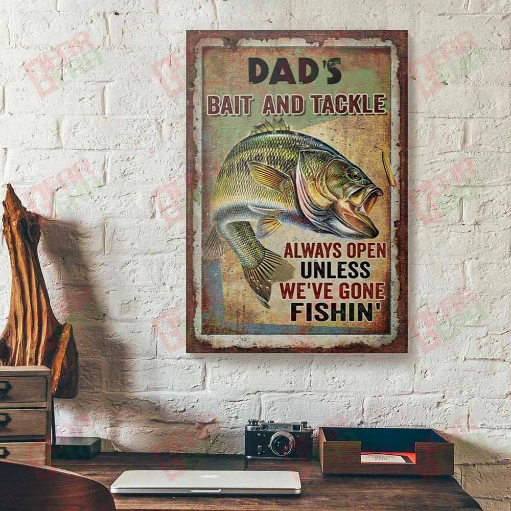 Canvas Artwork Dad’S Bait And Tackle Fishing Vertical Canvas Wall Art Appealing Living Room Bedroom Bathroom Home Decoration