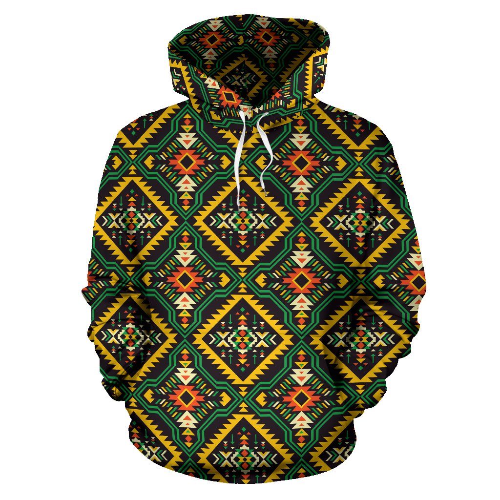 Kente Green Design African Print Pullover Hoodie