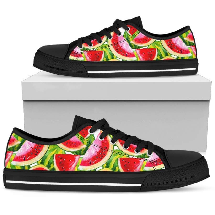 Watercolor Watermelon Pattern Print Women’s Low Top Shoes