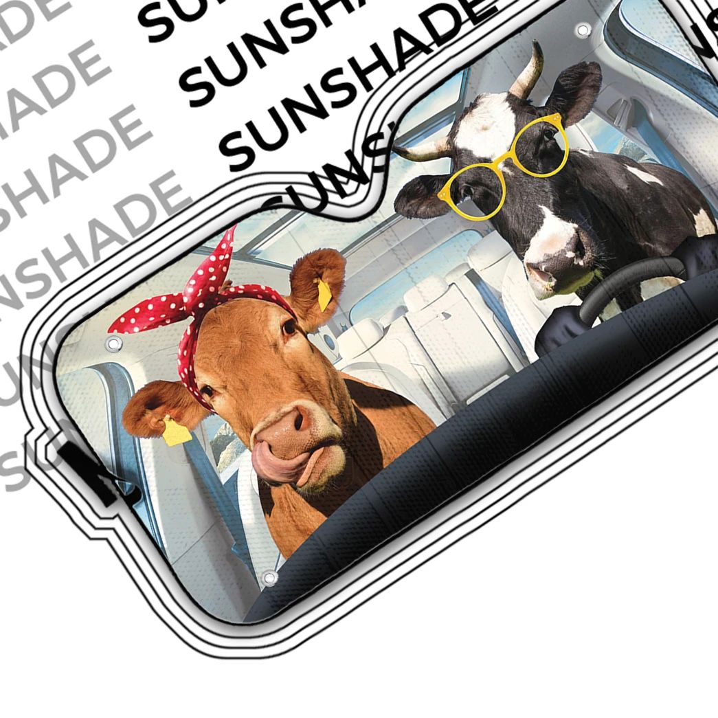 Alohazing 3D Cow Couple Car Auto Sunshade
