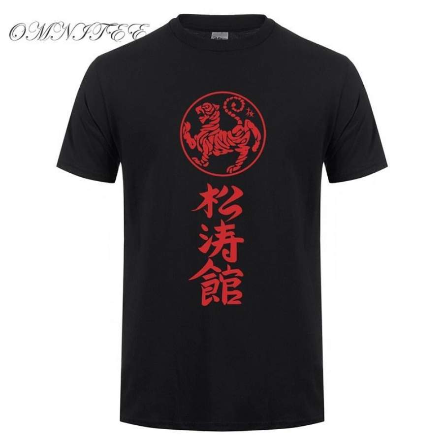 Kanji Shotokan Karate T Shirts Men Cotton Summer Style Short Sleeve Shotokan Tiger Printed T-shirt