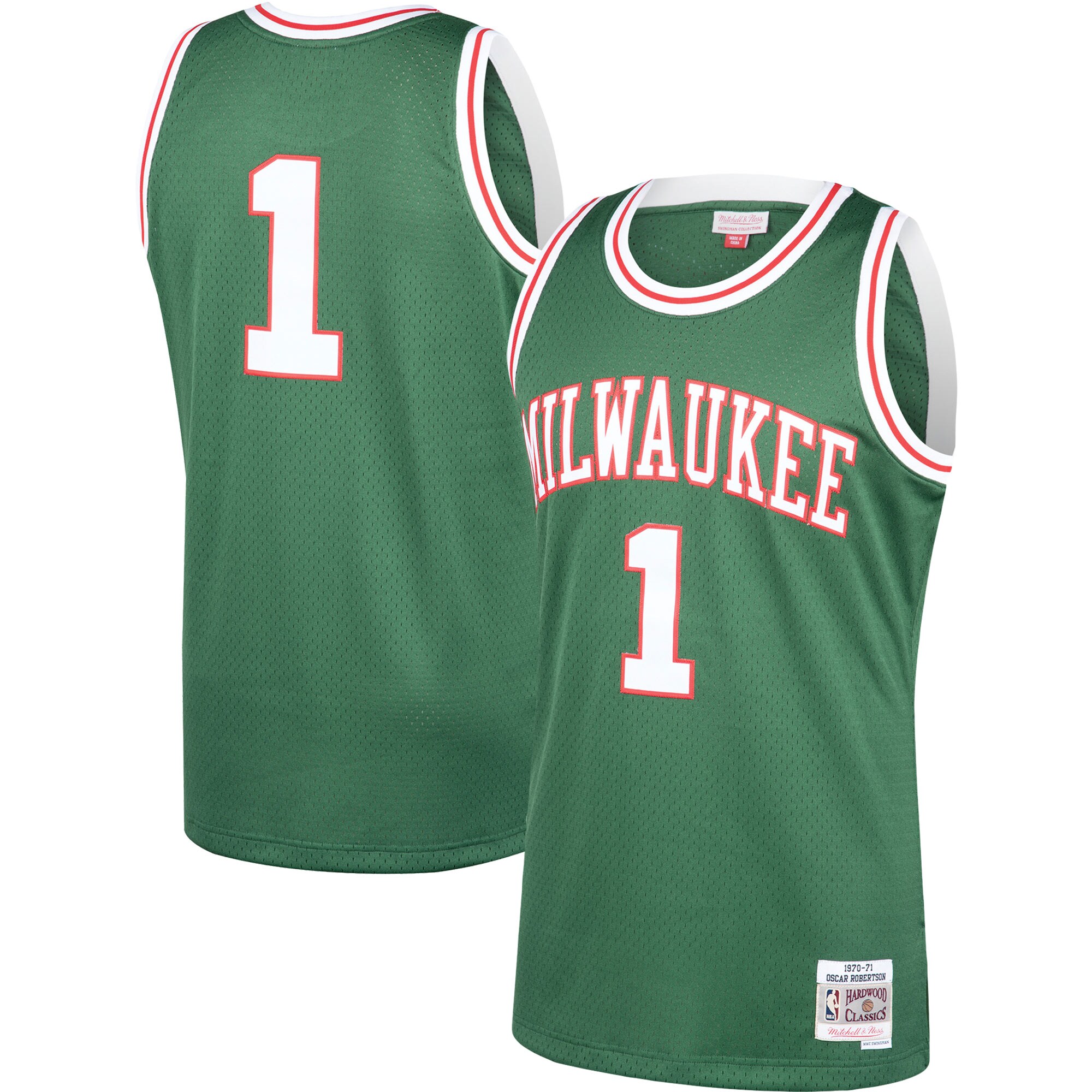 Men's Mitchell & Ness Oscar Robertson Green Milwaukee Bucks 1970-71 Hardwood Classics Swingman Jersey