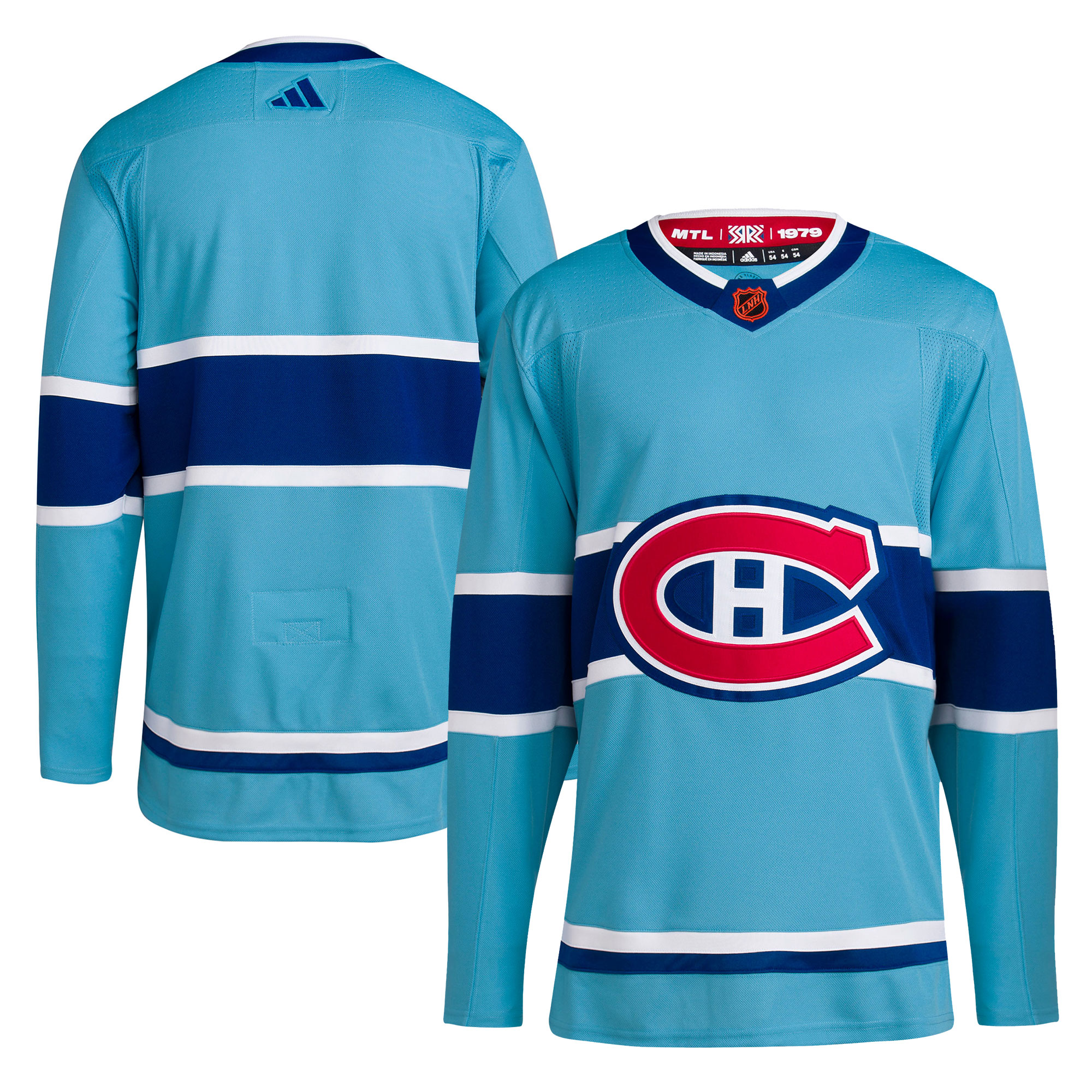 Men's Montreal Canadiens adidas Light Blue Reverse Retro 2.0 Authentic Blank Jersey