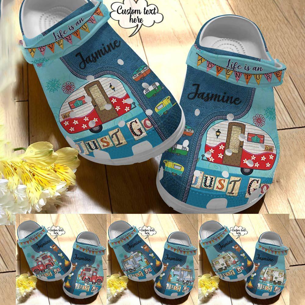 Camping Personalized Clog, Custom Name, Text Camper Collection, Fashion Style For Women, Men, Kid, Print 3D