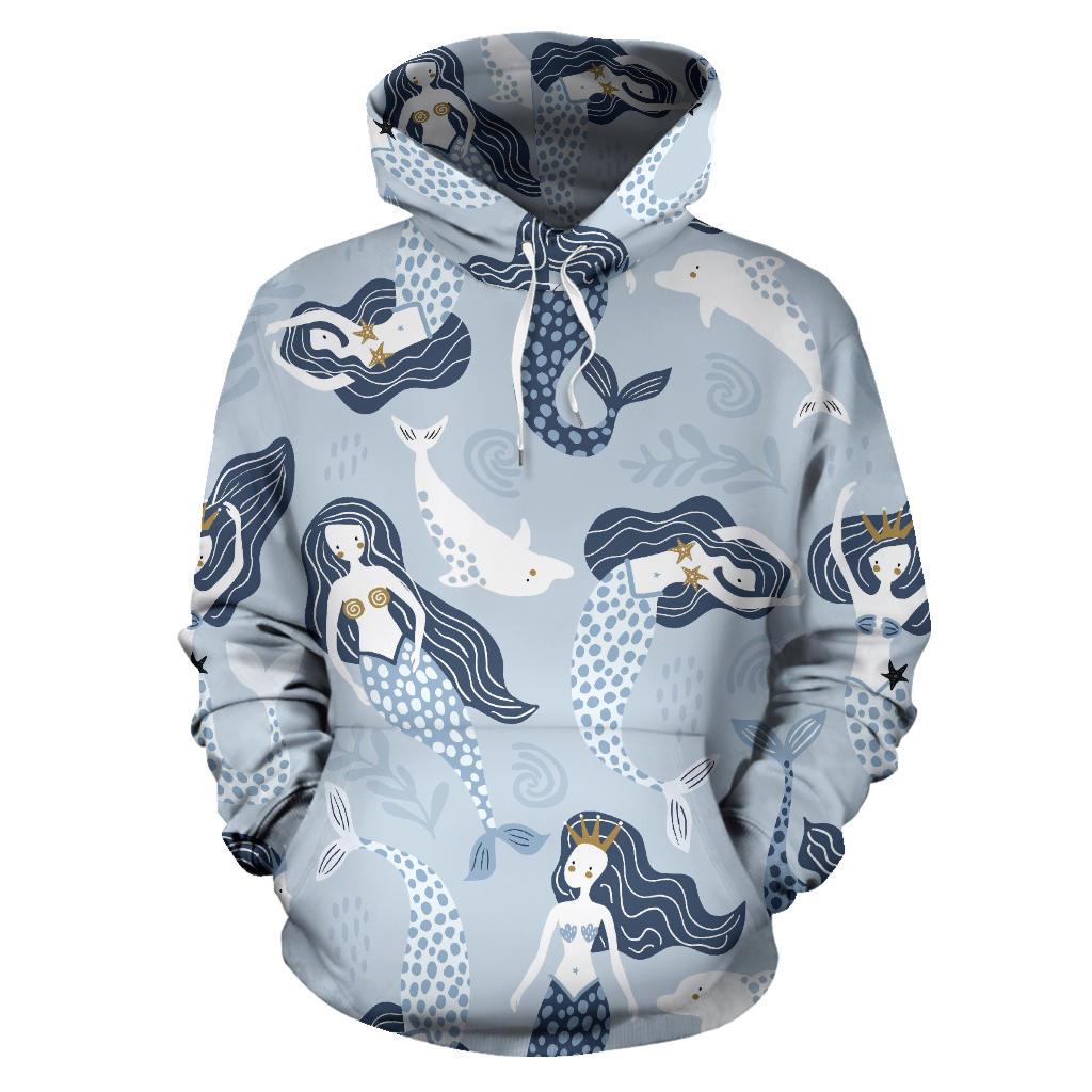 Mermaid Dolphin Pattern Men Women Pullover Hoodie