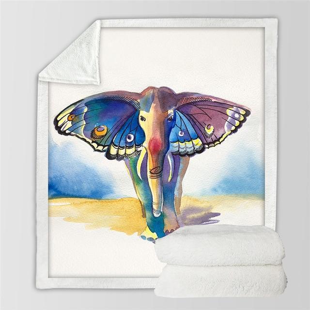 Butterfly Ears Elephant Cozy Throw Blanket