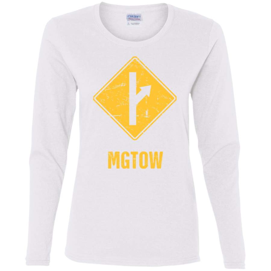 AGR Distressed MGTOW Sign Ladies’ Cotton LS T-Shirt