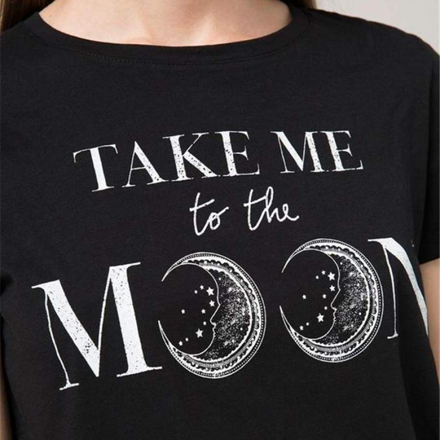 Take Me To The Moon T Shirt Aesthetic Clothing Women Tumnlr Street Graffiti Summer Short Sleeves T Shirt