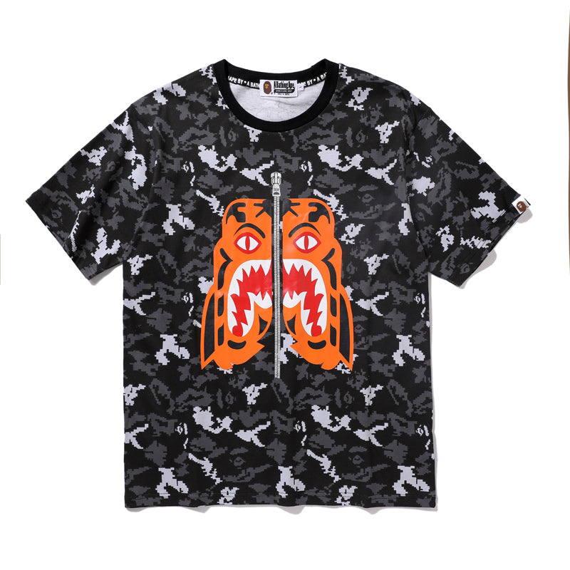 Bape Camo Tiger Tee Shirt Black White U712